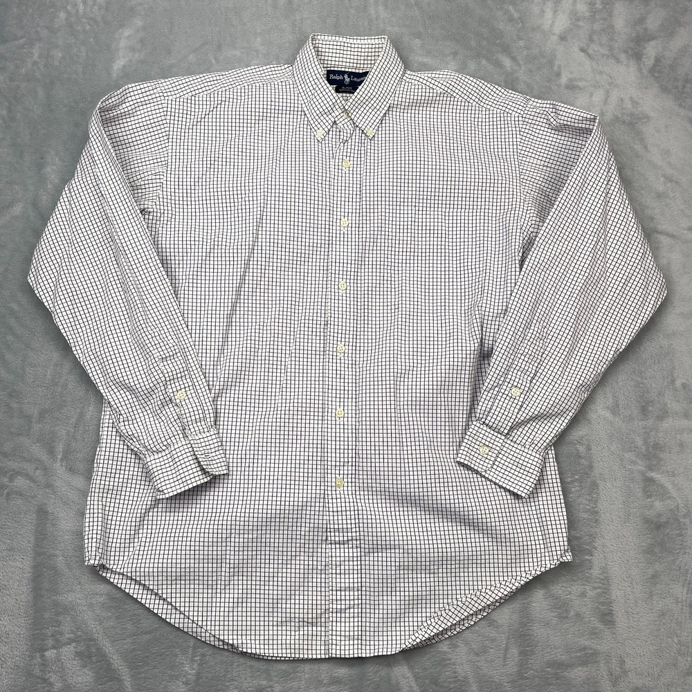 Ralph Lauren Blake Shirt Mens Medium White Black Gingham Long Sleeve Button Down